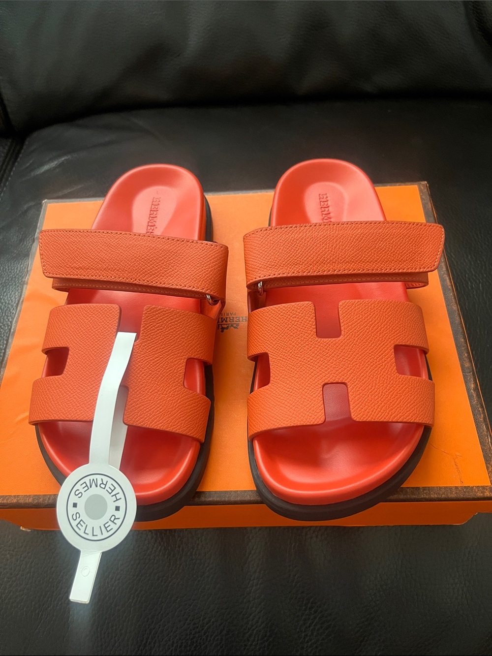 Hermes Orange Kids H Slide Sandals
